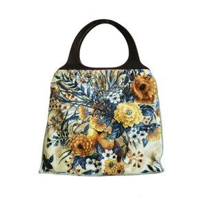 Vintage Purse Handbag UNIQUE Carpet Tall Handles Floral Pockets Bohemian